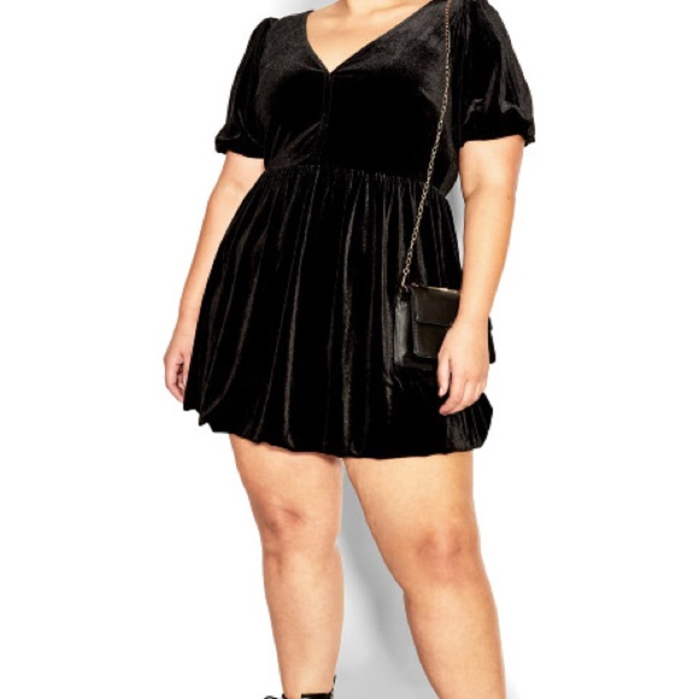 CITY CHIC Ada Black Velvet Mini Dress - Picture 4 of 16